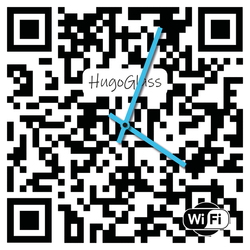 Sklenené nástenné hodiny s QR kódom