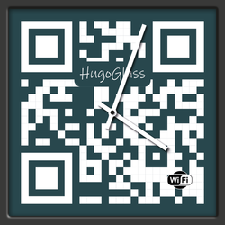 Skleněné nástěnné hodiny s QR kódem