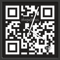 Skleněné nástěnné hodiny s QR kódem